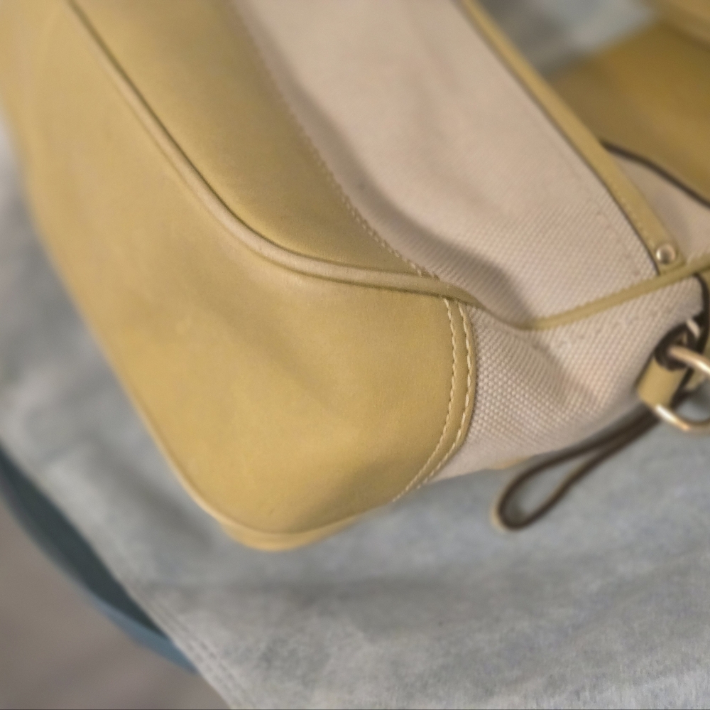 Coach Double turn lock satchel Y2K Yellowish green leather trim - Picture 10 of 16